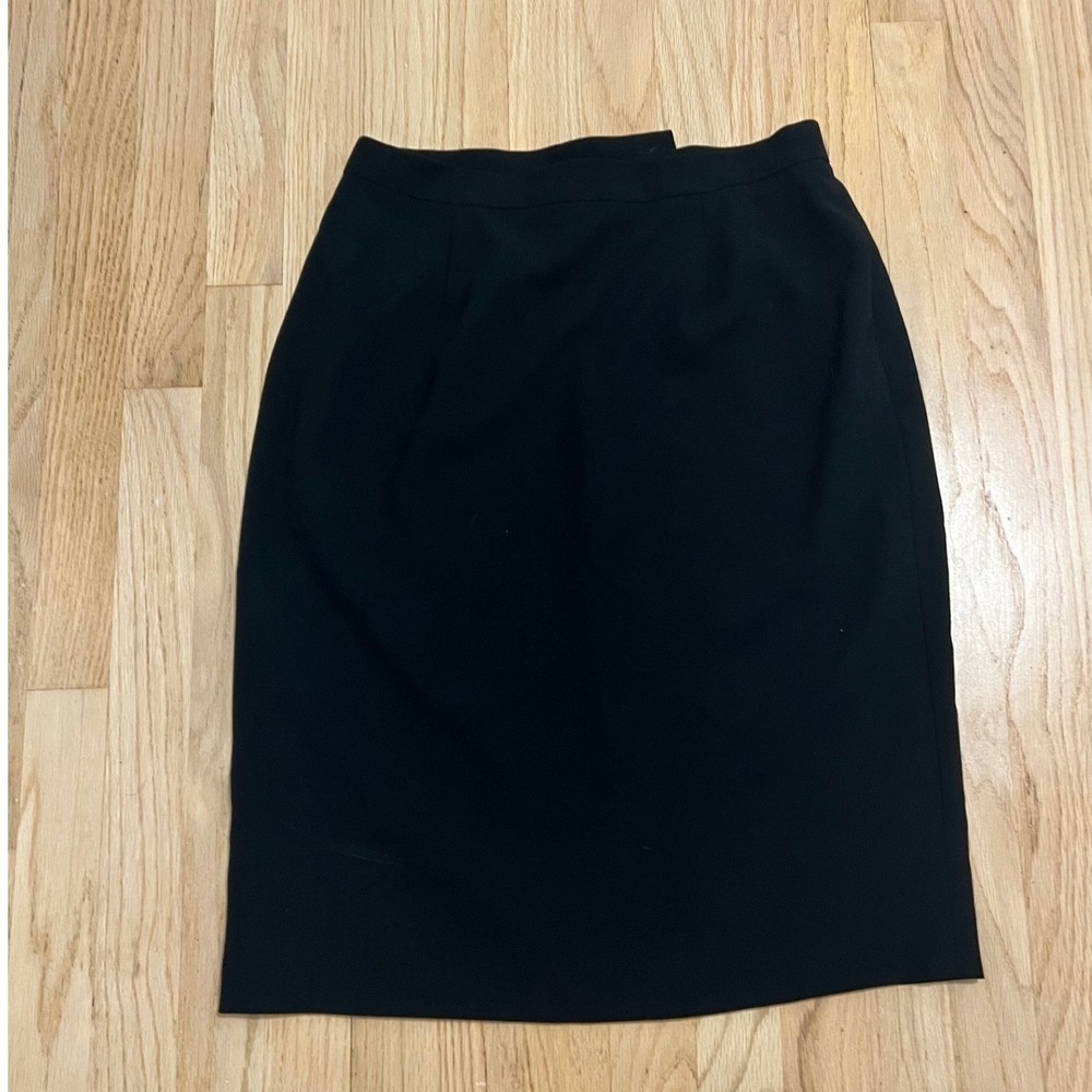 Jones New York Platinum Black Pencil Skirt Size 10 Triacetate Blend Office Wear